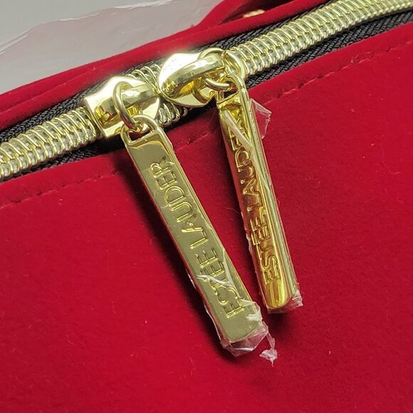 Estée Lauder Cherry Red Velvetty Flocked Makeup Case / Cute Bow Handbag / Laptop - Picture 7 of 16